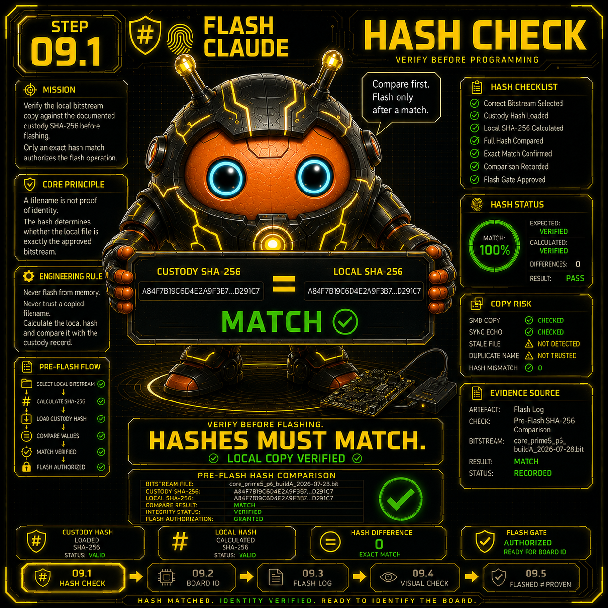 9.1 Hash-Vergleich VOR dem Flashen bestanden
