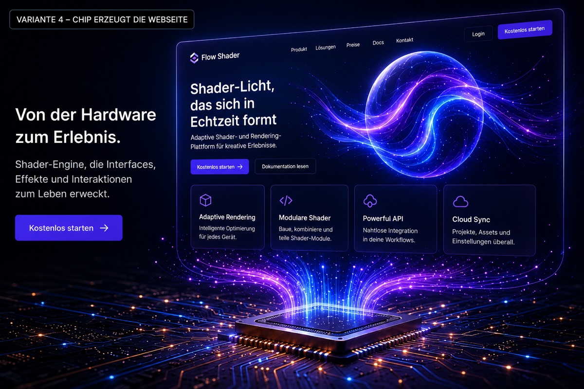 Variante 4 — Von der Hardware zum Erlebnis: der Chip erzeugt die Webseite